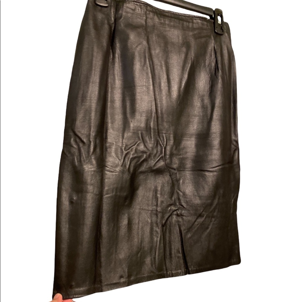 Firenze black 💯 genuine leather skirt, Vintage 80’s: Santa Barbara Ca